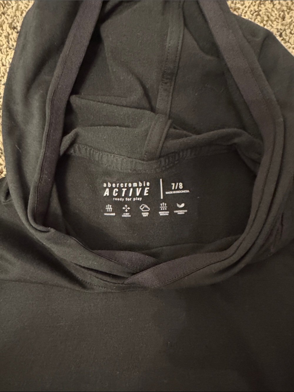 Abercrombie Kids Black Short-Sleeve Hoodie with Kangaroo Pocket - Picture 2 of 4